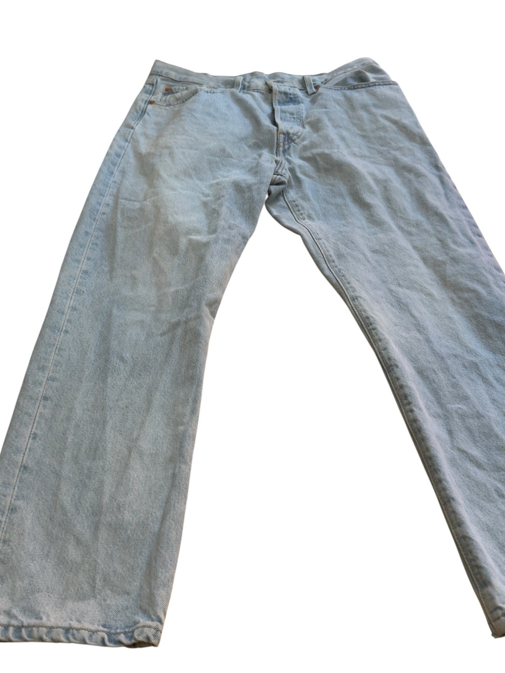 Levis Premium 501 Big E Cropped Jeans Womens 30 Light Wash Straight Leg Denim - Picture 4 of 15